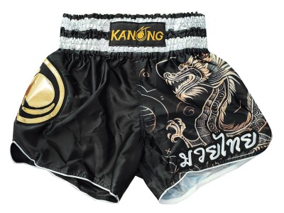 Kanong Muay Thai broekjes : KNS-505-Zwart Kanong Muay Thai broekjes : KNS-505-Zwart