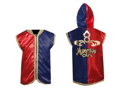 Kanong boks jas met capuchon / boksjack met capuchon : 121-Rood-Marineblauw