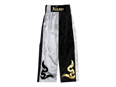 Kickboks broekje ontwerpen : KNPANTS-002-Wit-Zwart