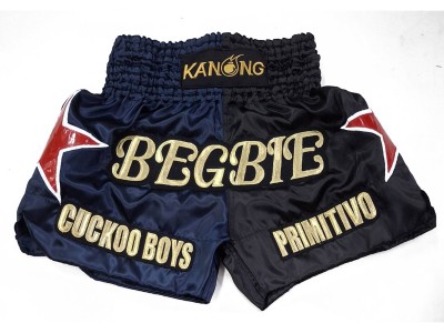 Aangepaste Thaise boksshorts : KNSCUST-1264-Marineblauw-Zwart