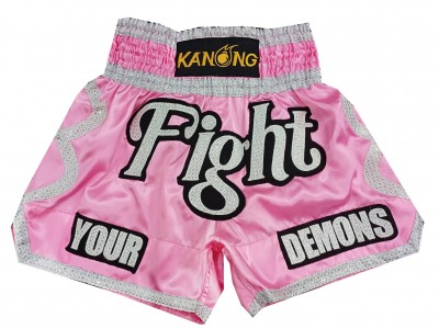 Aangepaste muay thai shorts met naam : KNSCUST-1272-Roze