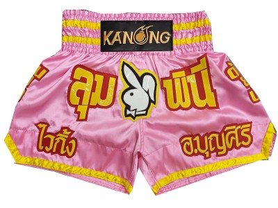 Aangepaste muay thai shorts met naam : KNSCUST-1273-Roze