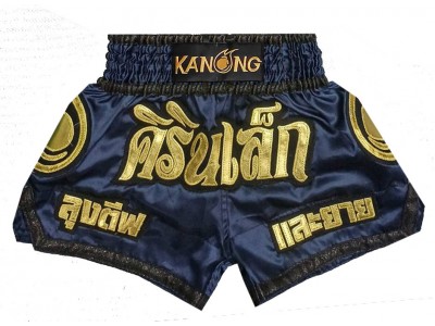 Aangepaste muay thai shorts met naam : KNSCUST-1274-Marineblauw