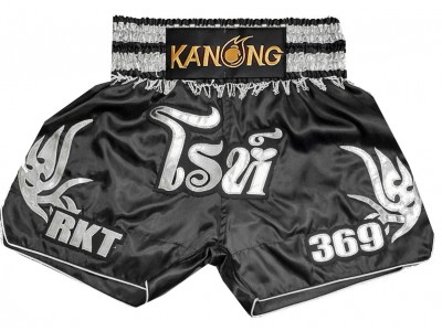 Aangepaste muay thai shorts met naam : KNSCUST-1275-Zwart