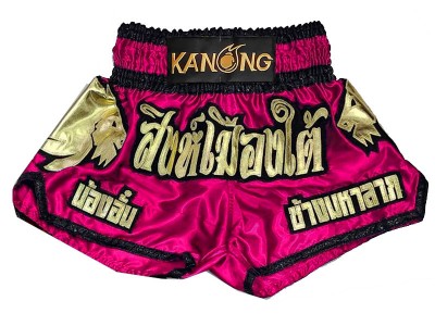 Aangepaste muay thai shorts met naam : KNSCUST-1280-Roos