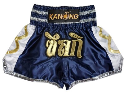 Aangepaste muay thai shorts met naam : KNSCUST-1281-Marineblauw