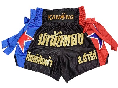Aangepaste muay thai shorts met naam : KNSCUST-1284-Zwart
