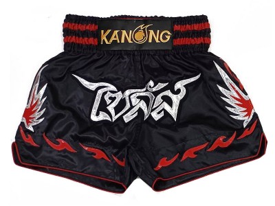 Aangepaste muay thai shorts met naam : KNSCUST-1285-Zwart