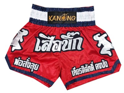 Aangepaste muay thai shorts met naam : KNSCUST-1286-Rood