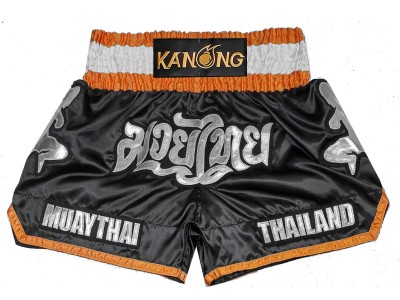 Op maat gemaakte Muay Thai shorts met naam : KNSCUST-1293-Zwart