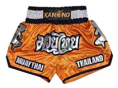 Op maat gemaakte Muay Thai shorts met naam : KNSCUST-1293-Oranje