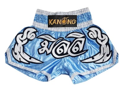 Op maat gemaakte Muay Thai shorts met naam : KNSCUST-1294-Lichtblauw