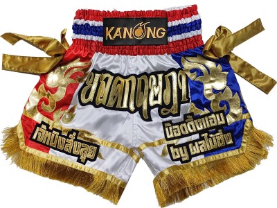 Op maat gemaakte Muay Thai shorts met naam : KNSCUST-1297-Wit