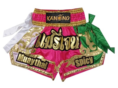 Op maat gemaakte Muay Thai shorts met naam : KNSCUST-1298-Roze