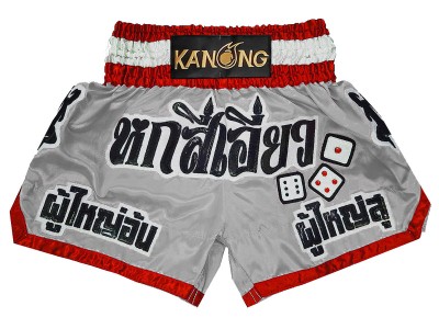 Op maat gemaakte Muay Thai shorts met naam : KNSCUST-1299-Grijs
