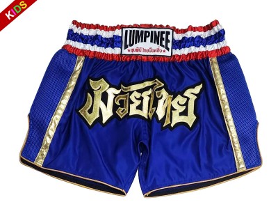 Lumpinee Muay Thai broekje kind : LUMRTO-006-Blauw-K