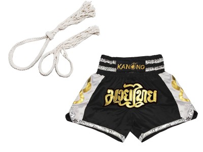 Mongkol Prajead-set met Muay Thai-shorts : Mongkol-Boran-141-Zwart