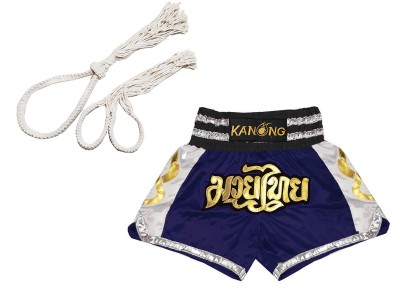 Mongkol Prajead-set met Muay Thai-shorts : Mongkol-Boran-147-Marineblauw