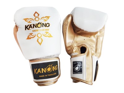 Kanong Kickboks Bokshandschoenen : Thai Power Wit/Goud