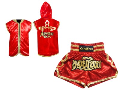 Kanong Boksen capuchon jas en Muay Thai broek : Model 121-Rood