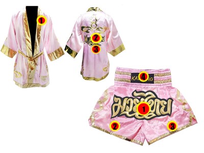 Kanong Boks gewaad en Muay Thai broekje Ontwerpen : Model 121-Roze