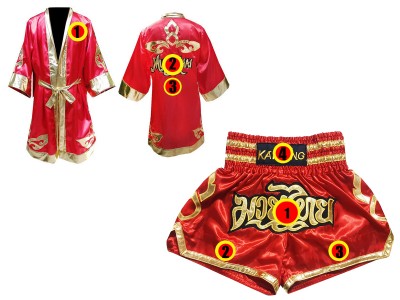 Kickboksset - boks gewaad en Muay Thai broekje Ontwerpen : Model 121-Rood