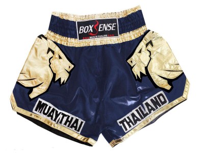 Boxsense Muay Thai Shorts Broekjes : BXS-303-Marineblauw