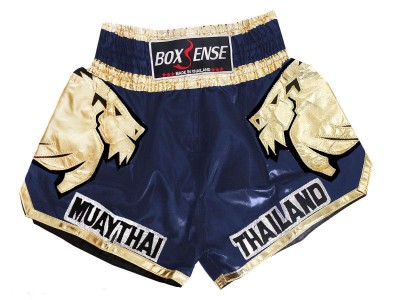 Boxsense Lion Muay Thai Shorts : BXS-303-Marineblauw