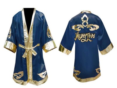 Kanong Kinder Boks gewaad  met naam : Marineblauw Thaise Tatoeage