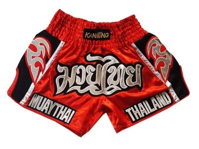 Kanong Retro Muay Thai Kickbox broekje kind : KNSRTO-207-Rood