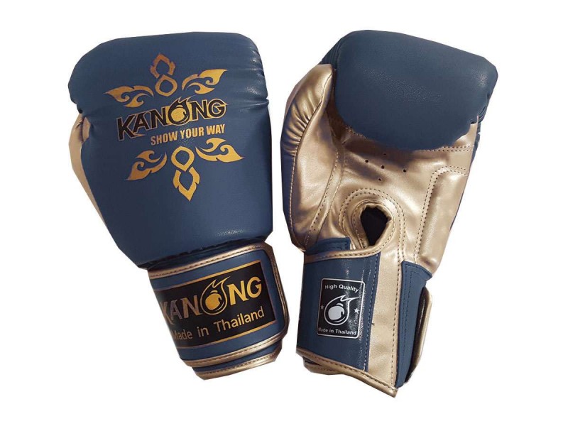 vervolging Downtown puzzel Kanong Muay Thai Kick Boks Handschoenen : Thai Power Marineblauw/Goud |  MuayThaiBoksen.com