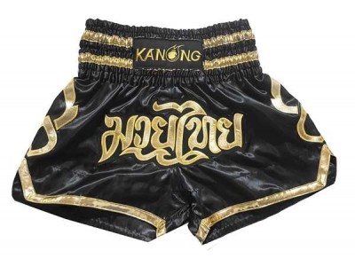 Kanong Retro Muay Thai Shorts Dames‎ : KNS-121-Zwart