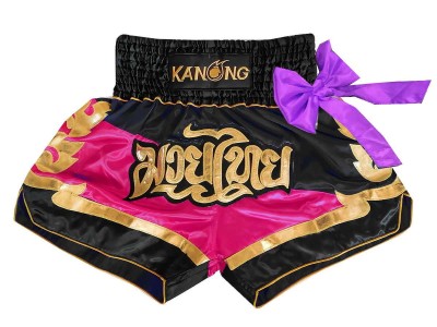 Kanong Muay Thai broekje : KNS-130-Zwart-Roze