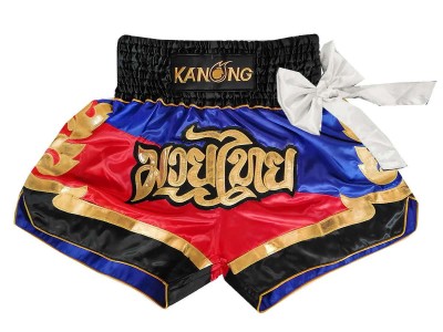 Kanong Muay Thai Boks Shorts : KNS-130-Blauw-Rood