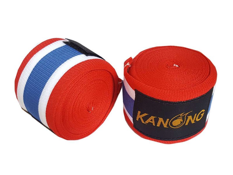 KANONG thaiboksen Bandages : Rood/Wit/Blauw
