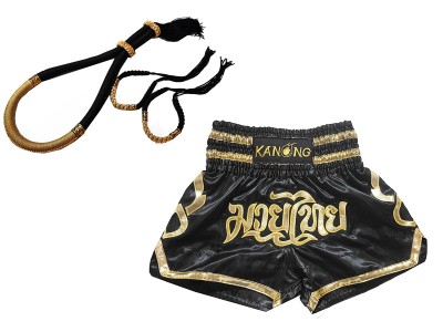 Mongkol Prajead set met Muay Thai Shorts: 121-Zwart