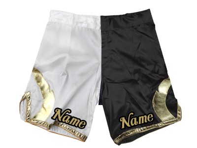 MMA shorts met naam : Wit-Zwart