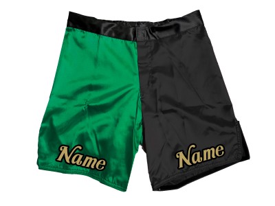 Aangepaste MMA-shorts met naam of logo: groen-zwart
