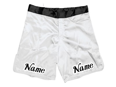 Aangepaste MMA-shorts met naam of logo: wit