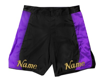 Personaliseer MMA shorts met naam of logo: Zwart-Paars