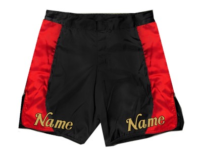 Personaliseer MMA shorts met naam of logo: Zwart-Rood