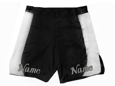 Custom design MMA shorts met naam of logo: Zwart-Wit