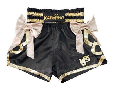 Muay Thai broek Ontwerpen dames : KNSCUST-1232 Zwart