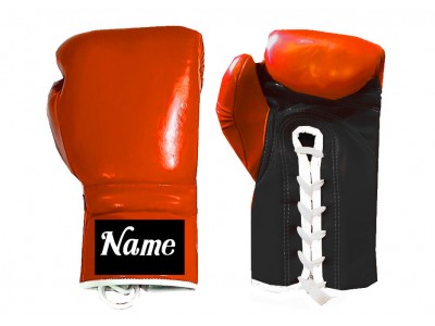Aangepaste bokshandschoenen met veters : Oranje-zwart