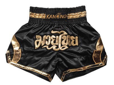 Kanong Muay Thai broekjes : KNS-144-Zwart-Goud