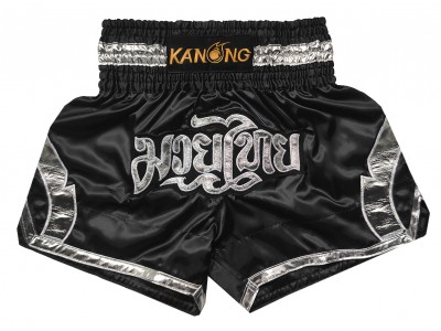 Kanong Muay Thai Shorts :  KNS-144-Zwart-Zilver