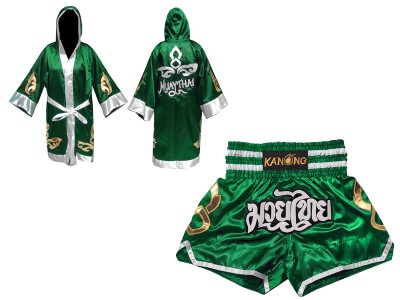 Kickboksset - boksjas en Muay Thai broekje gepersonaliseerde : SET-143-Groen