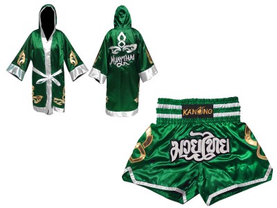 Kickboksset - boksjas en Muay Thai broekje ontwerpen  : SET-143-Groen
