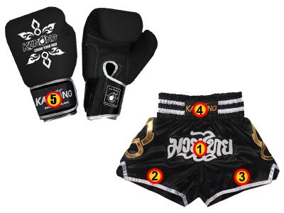 Echt leren bokshandschoenen met naam + aangepaste Muay Thai Shorts