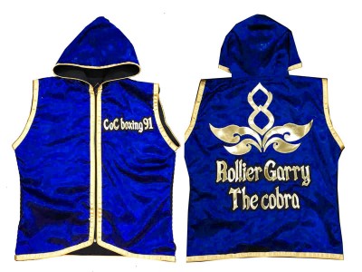 Kanong Muay Thai jas met capuchon : KNHODCUST-001-Blauw-Goud